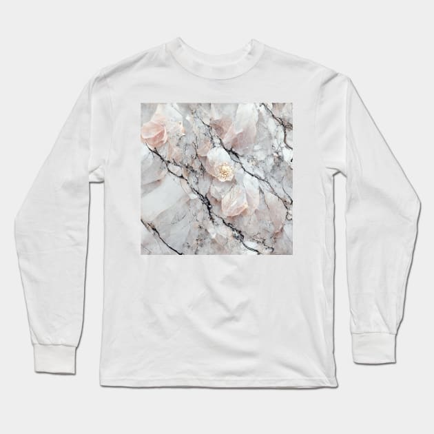 Rose crystal marble II Long Sleeve T-Shirt by marbleco